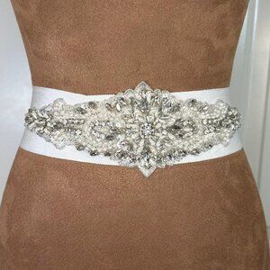 Pearl, Rhinestone, & Crystal Bridal Wedding Dress Belt Sash